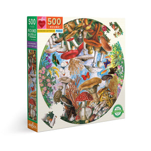 Mushrooms and Butterflies 500 Piece Round Puzzle - littlelightcollective