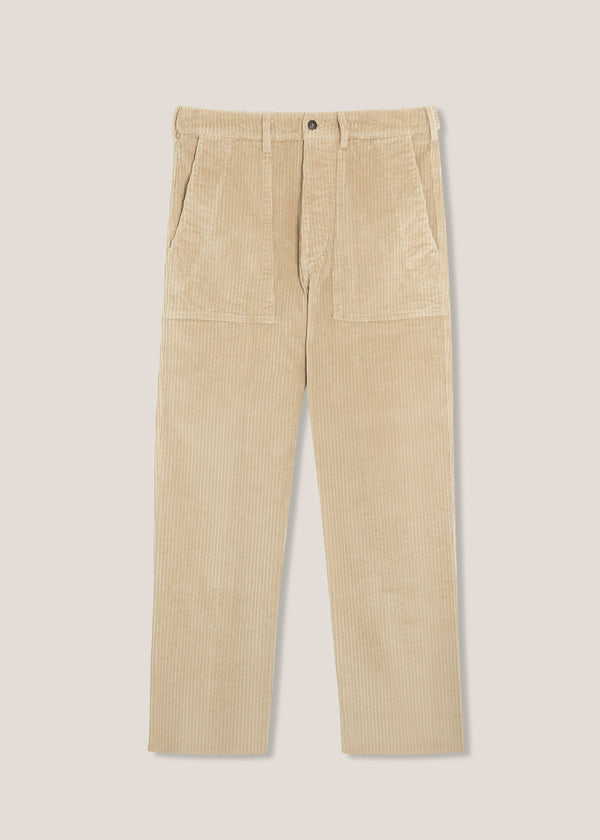 AANTIOCO BEIGE PLEATED STRETCH COTTON-CORDUROY TROUSERS – Doppiaa