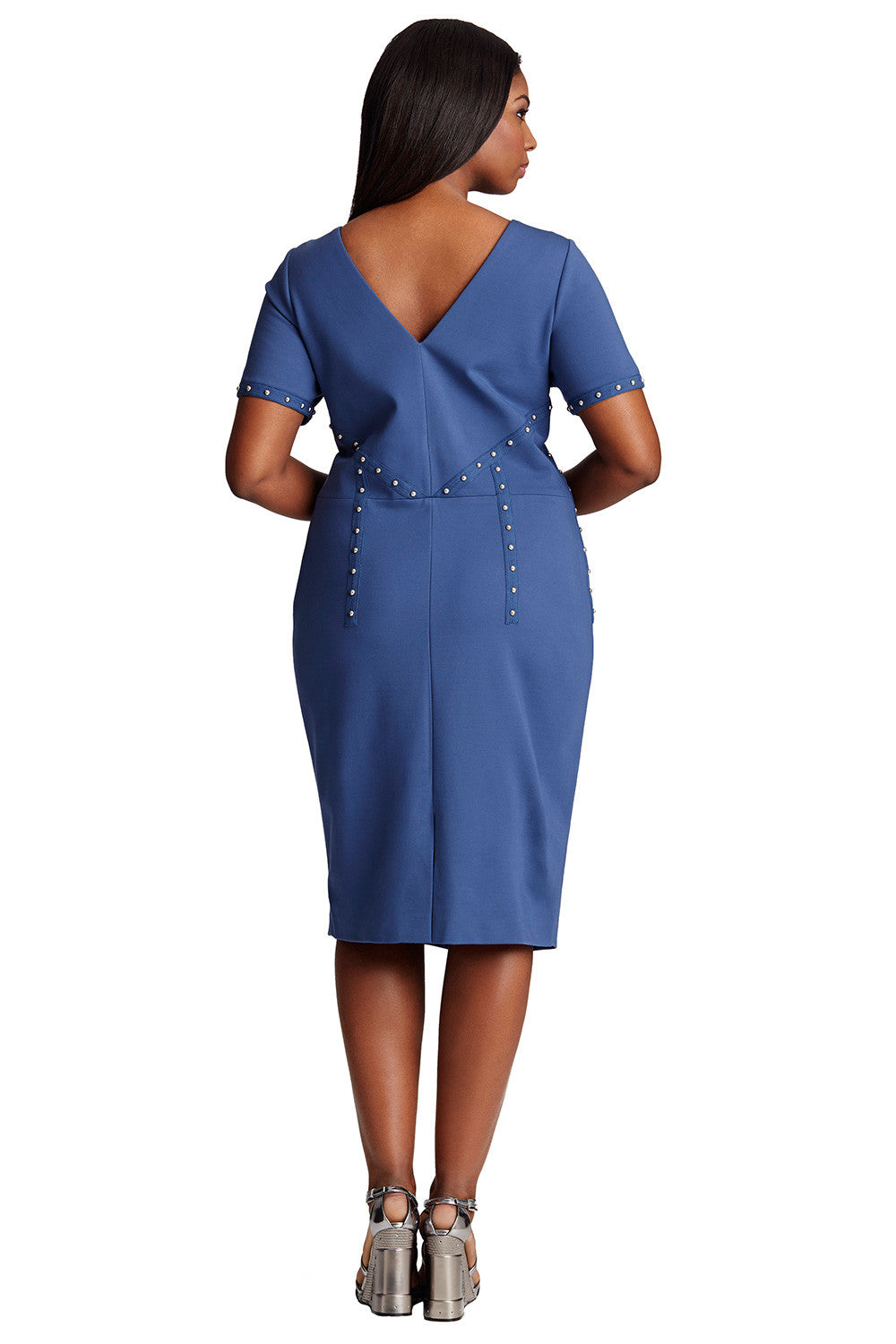 Plus Size Studded Ponte Dress in Ensign Blue – MYNT 1792