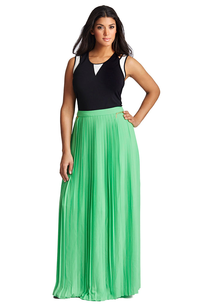 plus size maxi pleated skirts