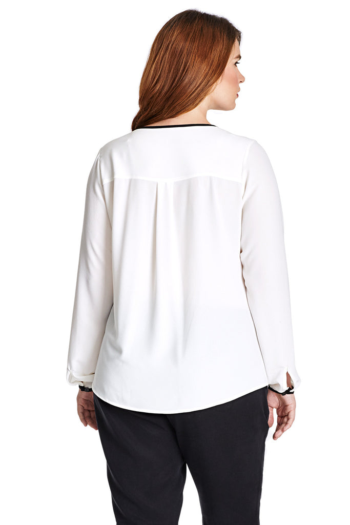 Plus Size Pleated Shoulder Blouse in White – MYNT 1792