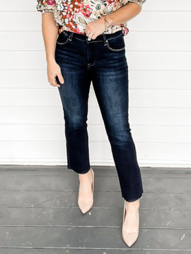 Risen Mid Rise Straight Jeans