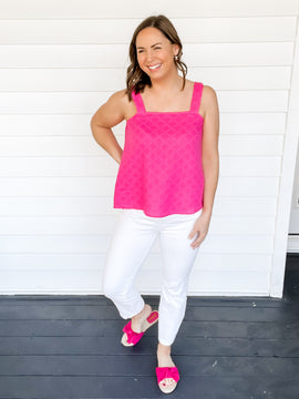 Poppy Pink Patterned Sleeveless Top