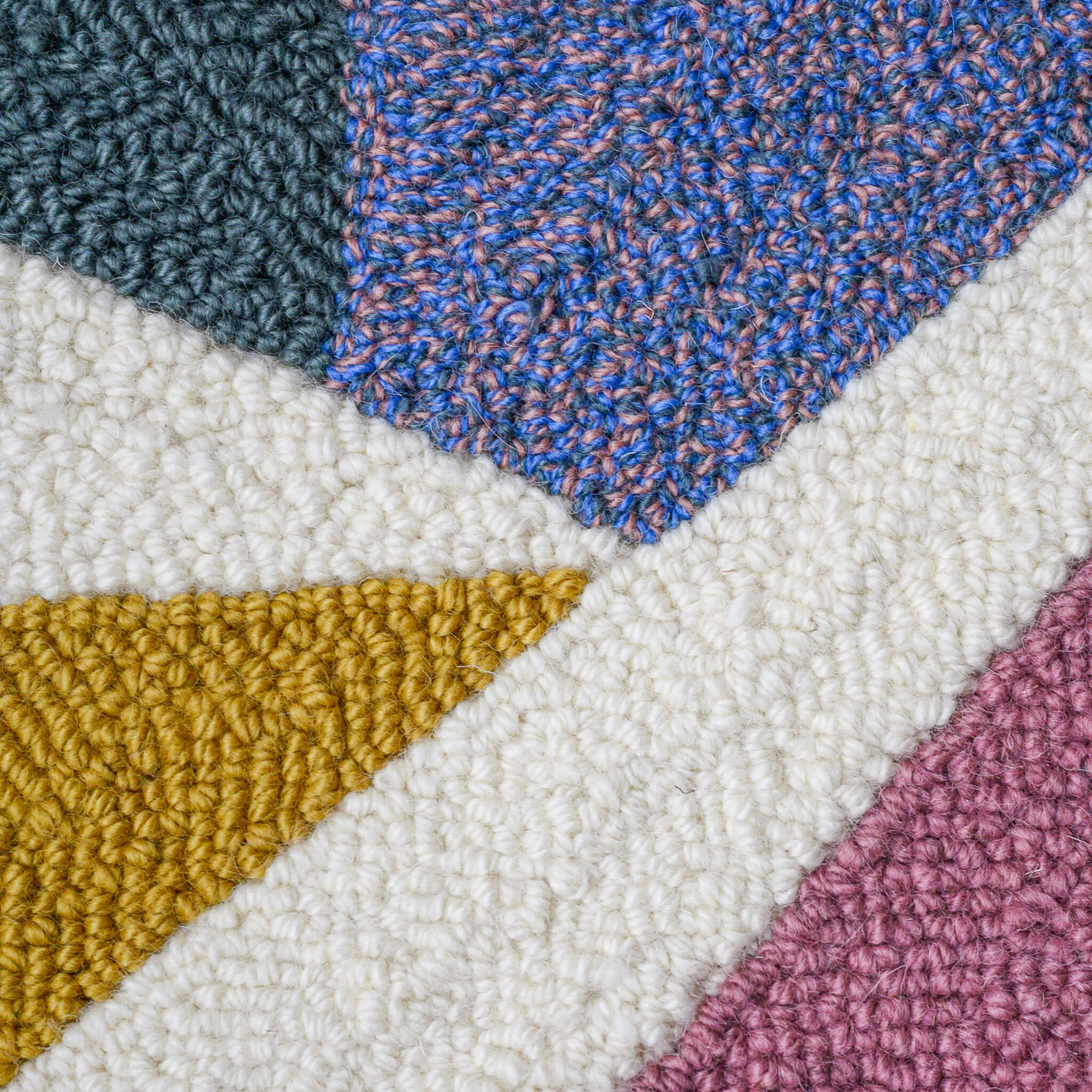 Close up of punch needle rug