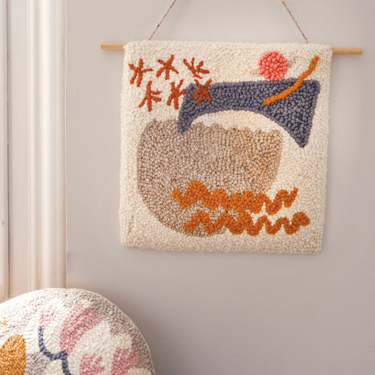 Punch needle wall hanging for Koel Magazine