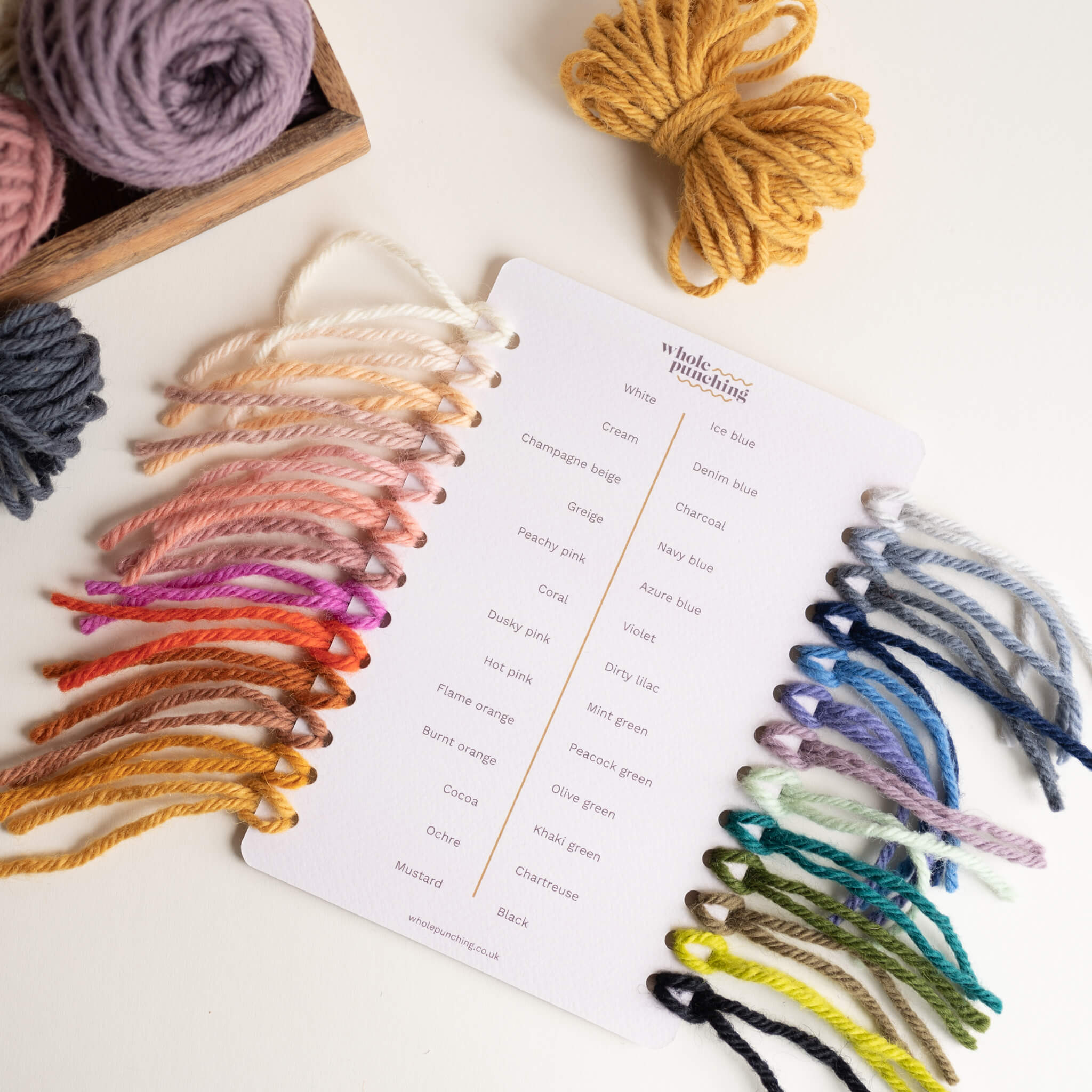 100% wool chunky rug yarn shade card