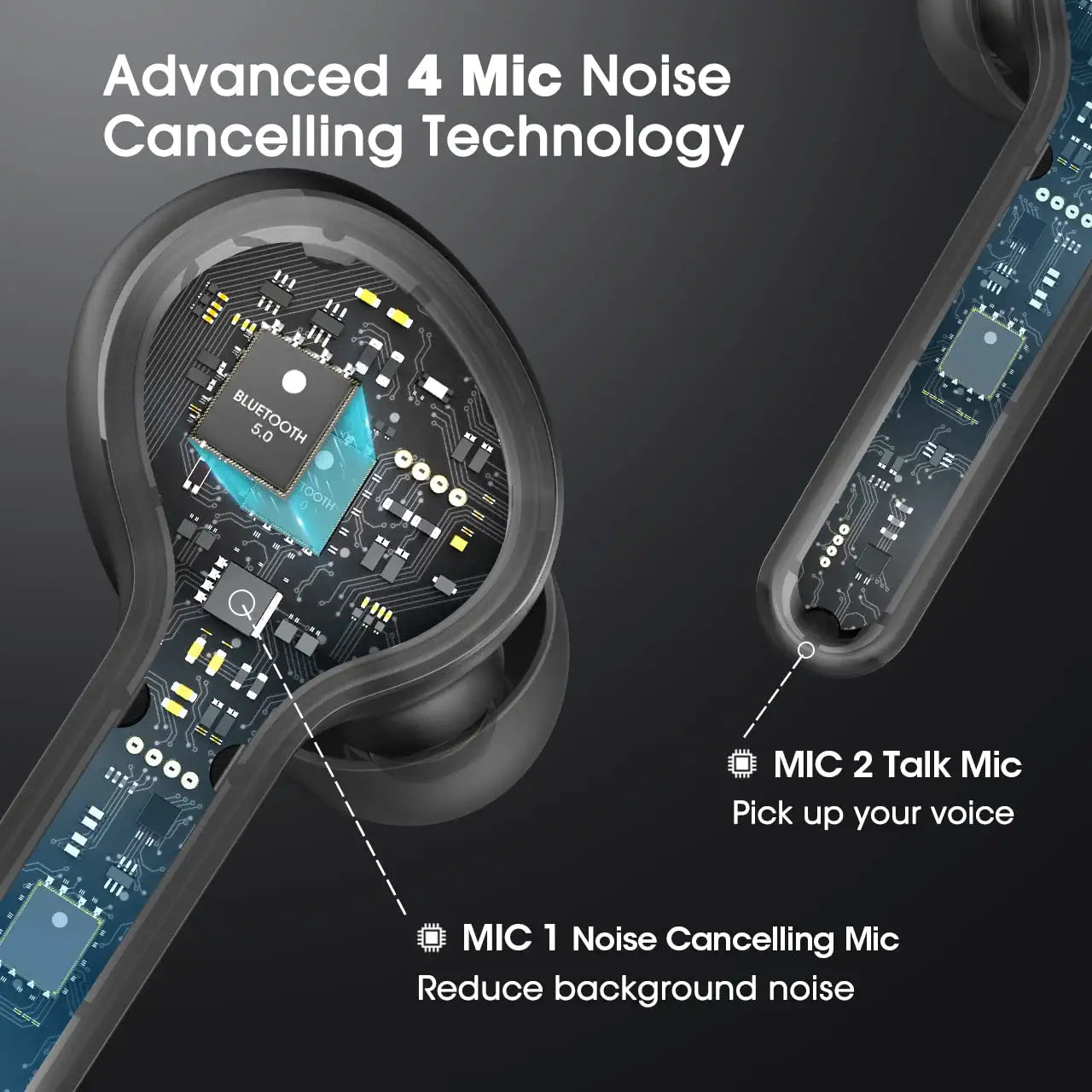 Wireless Earbuds in Ear 4-Mic Noise Cancelling Call, Bluetooth Earphones w/Punchy Bass-image-1