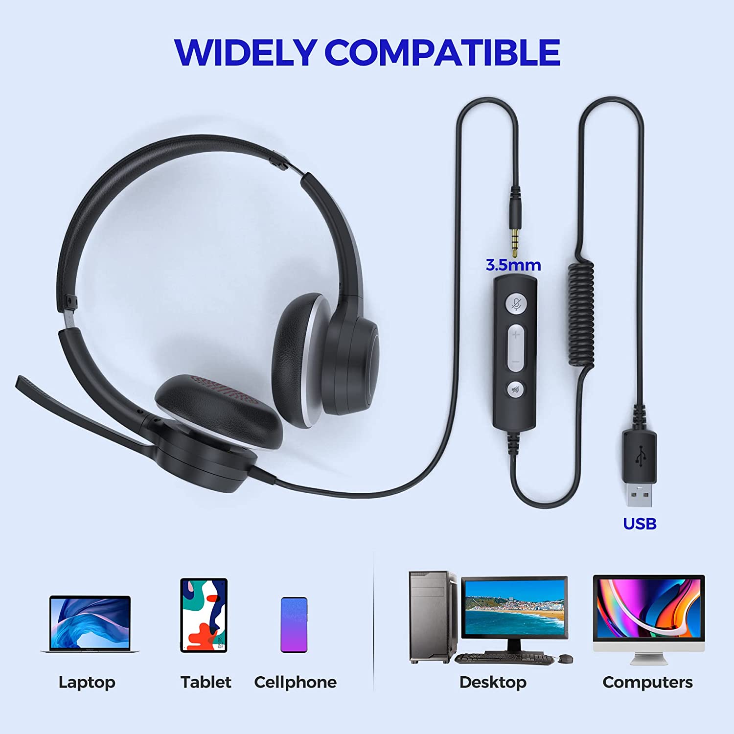 USB Headsets with Microphone, Computer Headset for Laptop-image-6