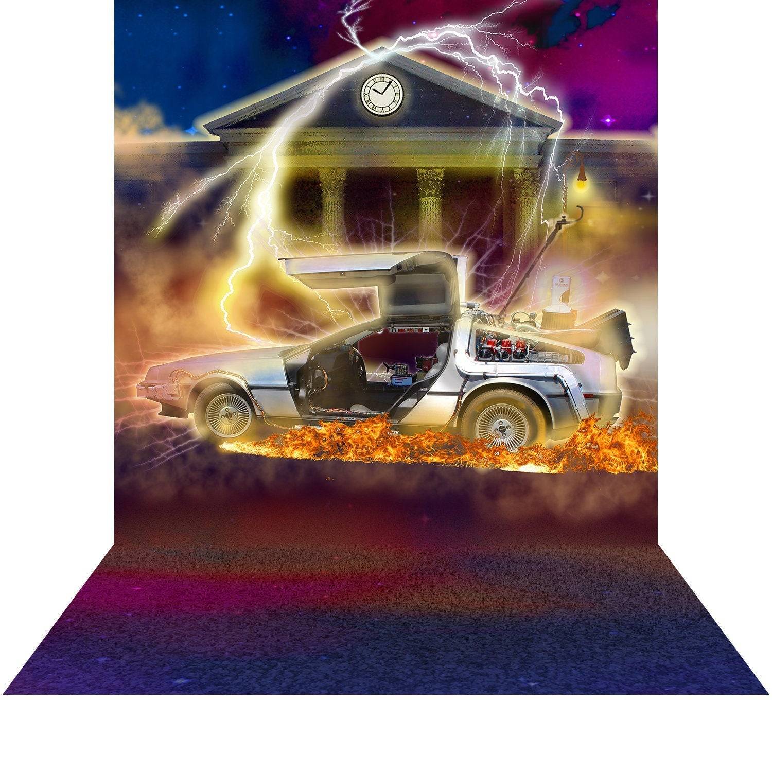 Back to the Future DeLorean Photo Backdrop - Basic 8  x 16  