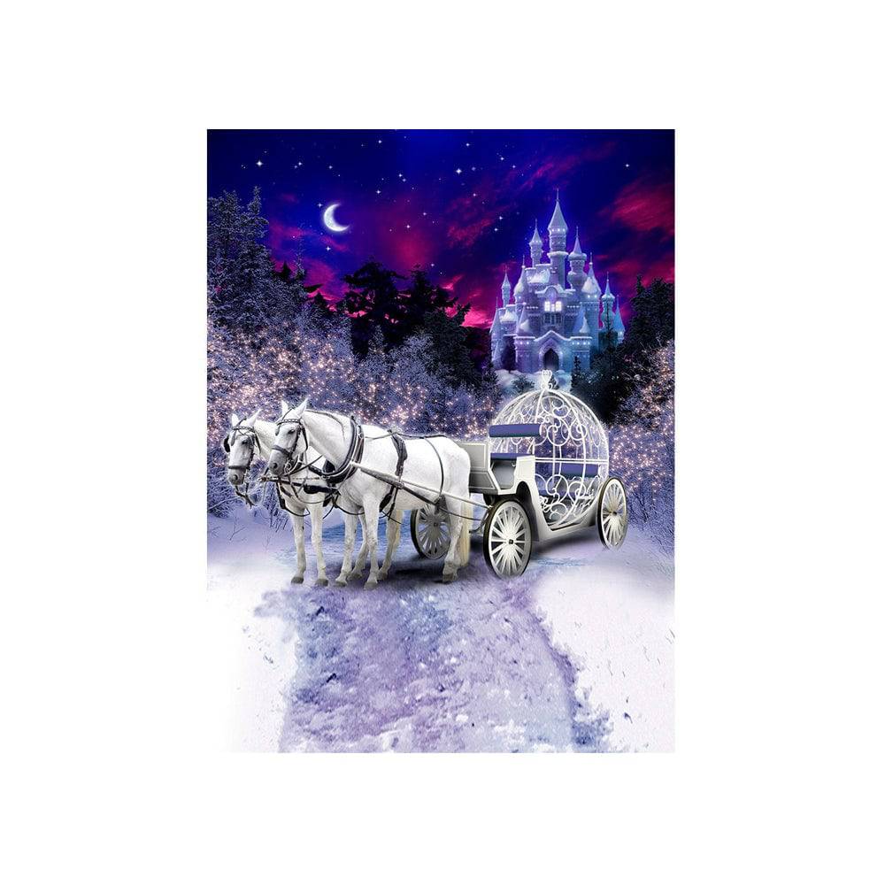 Cinderella&#39;s Carriage and Castle Photo Backdrop - Basic 4.4  x 5  