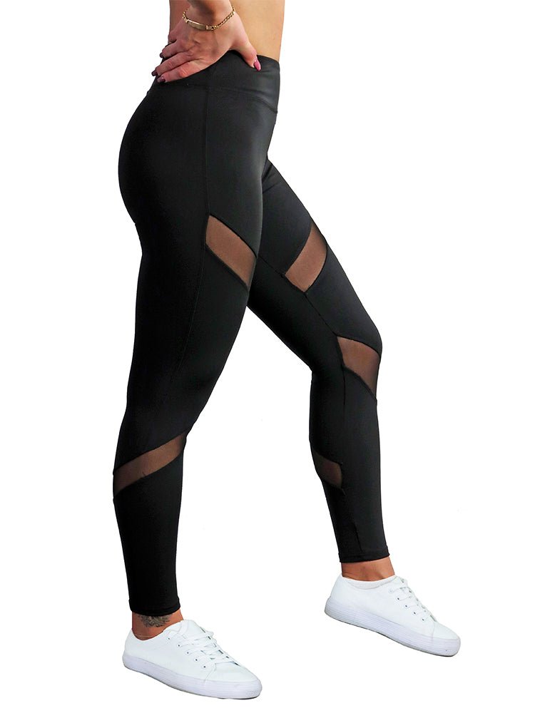 Leggings fitness mujer negro con rejilla | Leggings deportivos mujer – Gym Generation®
