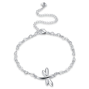 Flying Butterfly Anklet in 18K White Gold Plating