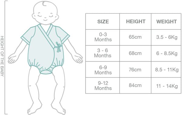 KIMONO ONESIE SIZE GUIDE