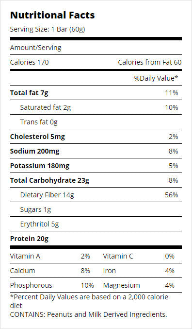 Chocolate Peanut Butter (All Natural) Quest Bar Nutrition Facts