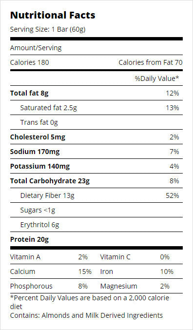 Double Chocolate Chunk Quest Bar Nutrition Facts