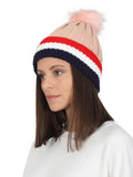 FabSeasons Acrylic Pink Woolen Winter skull cap with faux fur lining freeshipping - FABSEASONS