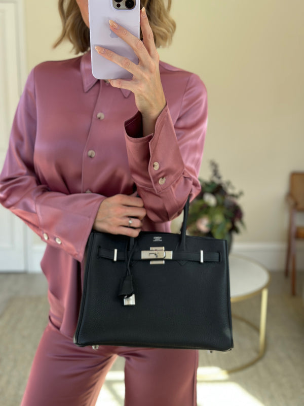 Hermes Birkin Bag 30cm Black Togo Palladium Hardware