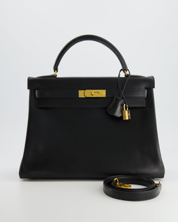 Holy Grail* Hermes Kelly 25 Sellier Handbag Black Epsom Leather