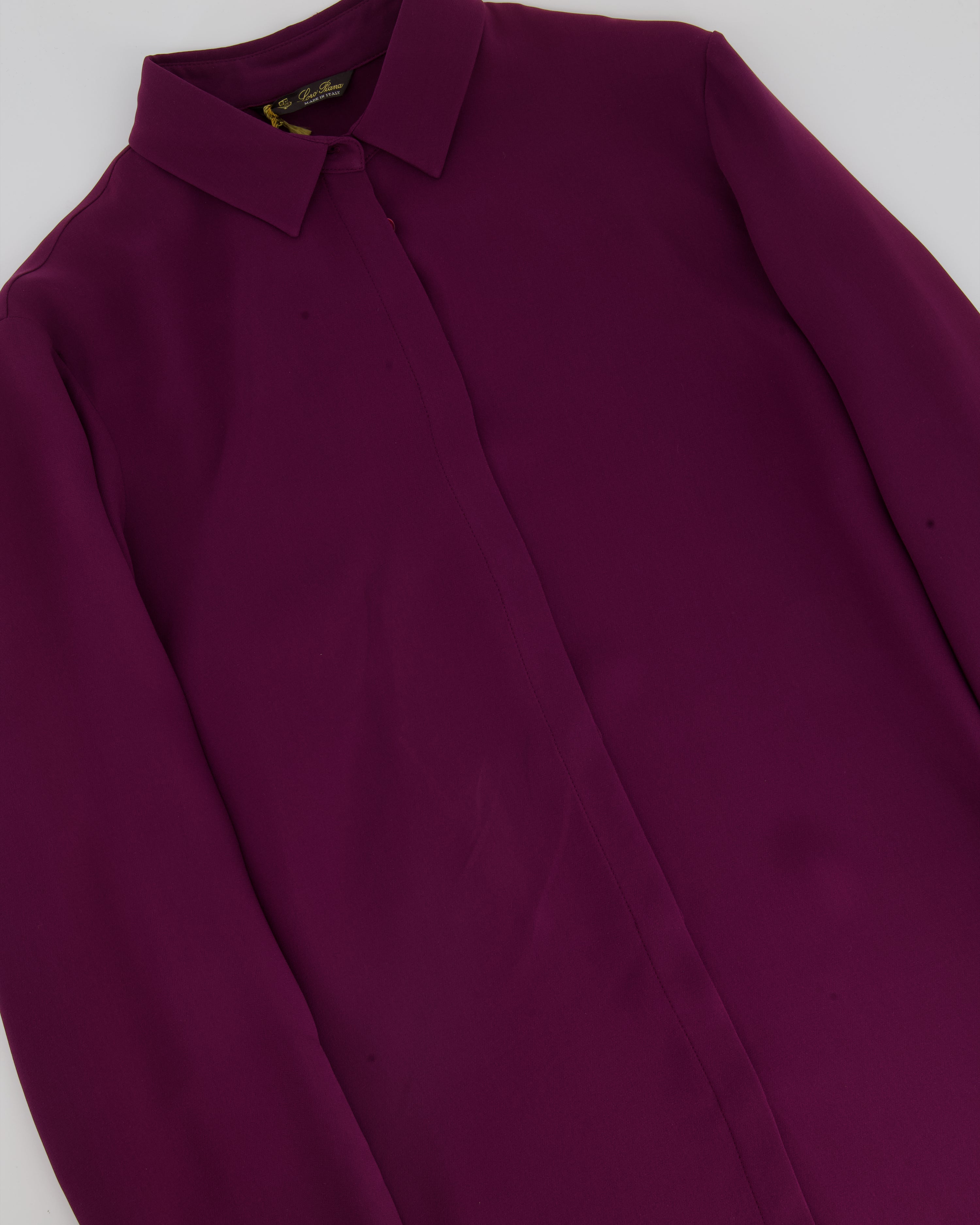 image of Loro Piana Burgundy Two-Tone Silk Tailored Shirt Size IT 46 (UK 14)