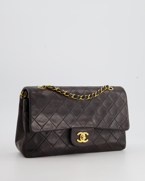 Chanel Black Lambskin Leather Quilted Classic Double Flap Small Bag w/ Rose  Gold