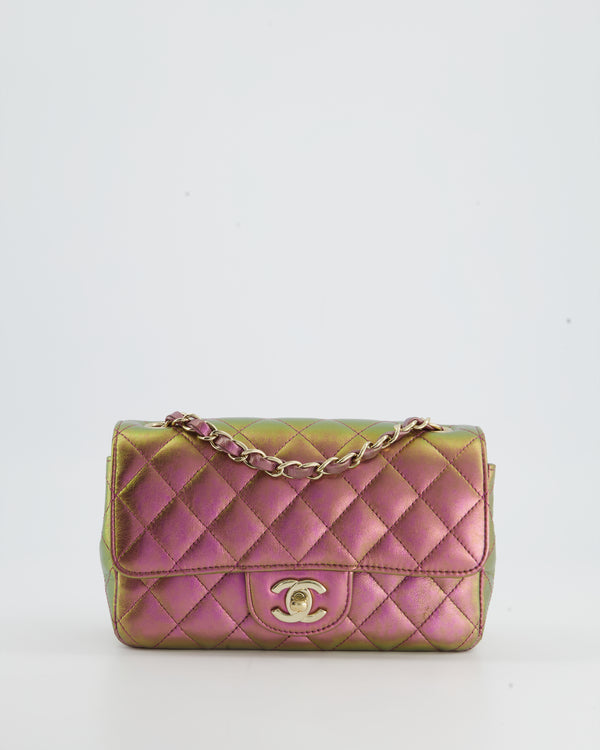 HOT* Chanel Metallic Rose Gold Mini Square Flap Bag in Coated