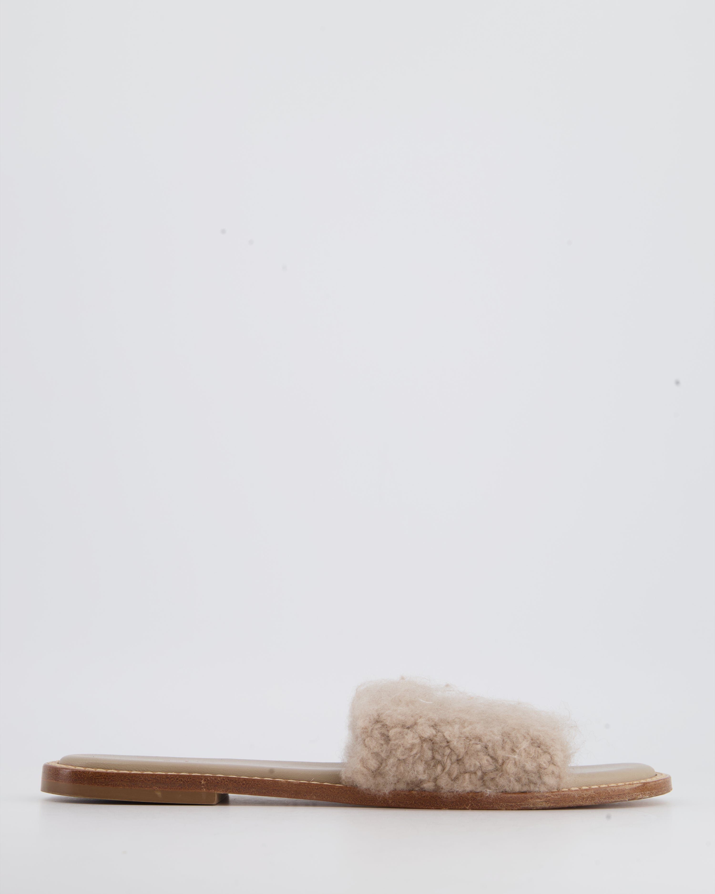 image of Gabriela Hearst Shearling Beige Flat Leather Slide Size EU 39