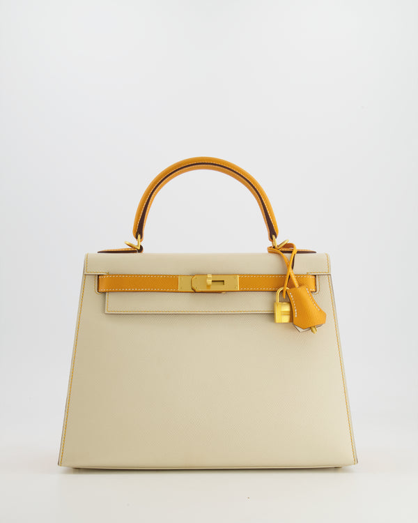 Hermes HSS Kelly Sellier 25 Anemone and Lime Chevre Brushed Gold
