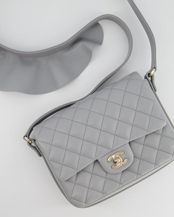 Chanel Grey Mini Rectangular Flap Lambskin with Champagne Gold