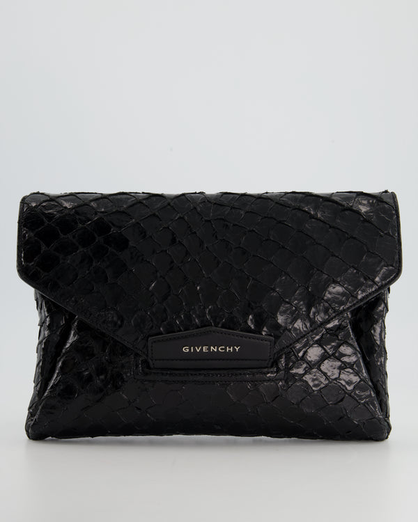 GIVENCHY Dark Brown Textured Leather Antigona Envelope Clutch