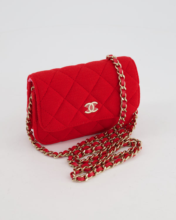 Authentic chanel mini Square Flap Bag Red Color