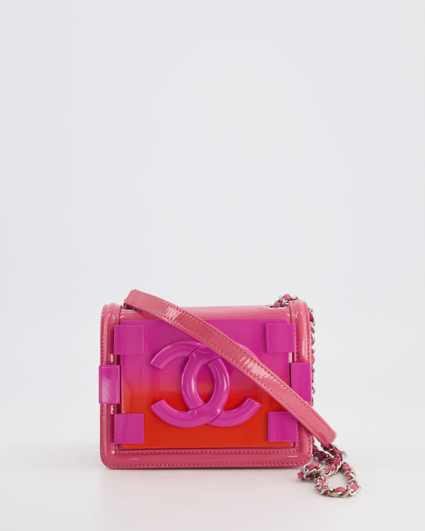 CHANEL Plexiglass Patent Baguette Crystal Mini Boy Brick Flap