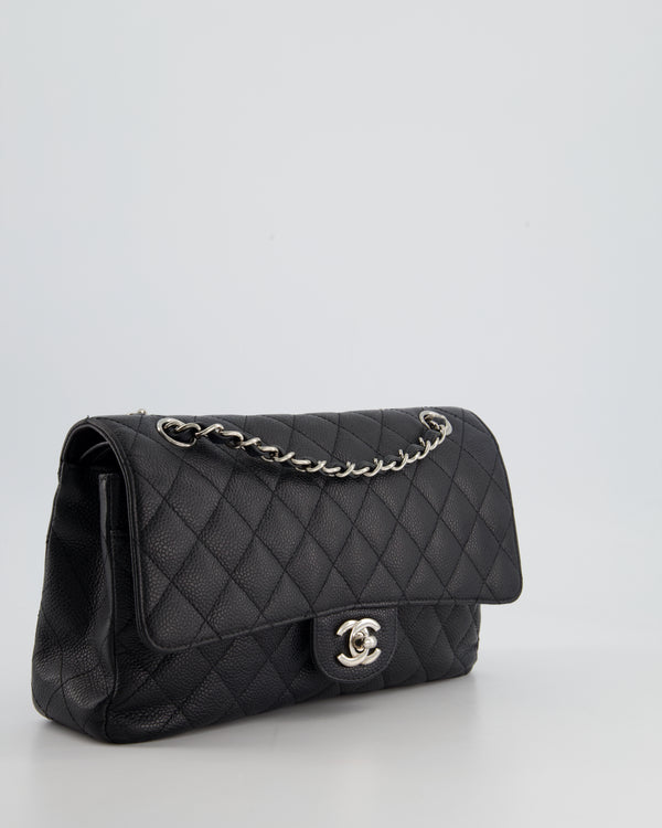 CHANEL Classic Medium Double Flap Quilted Caviar Leather Shoulder Bag