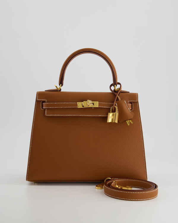 Hermes Kelly Sellier 25 Chai 0M Epsom Handbag