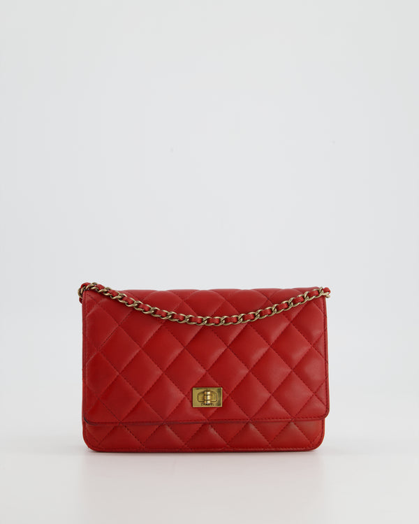 CHANEL WOC Lambskin Leather Chain Crossbody Bag Red