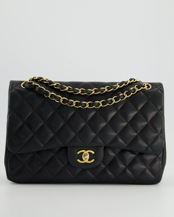 Chanel Black Vintage Classic Double Flap Bag in Lambskin Leather with –  Sellier