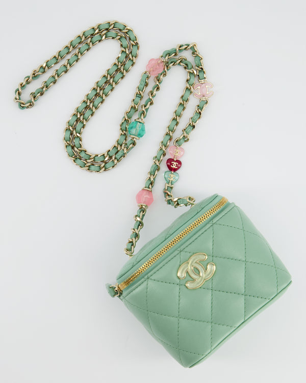 Chanel Pearl Crush Vanity Shoulder Bag Green Mini