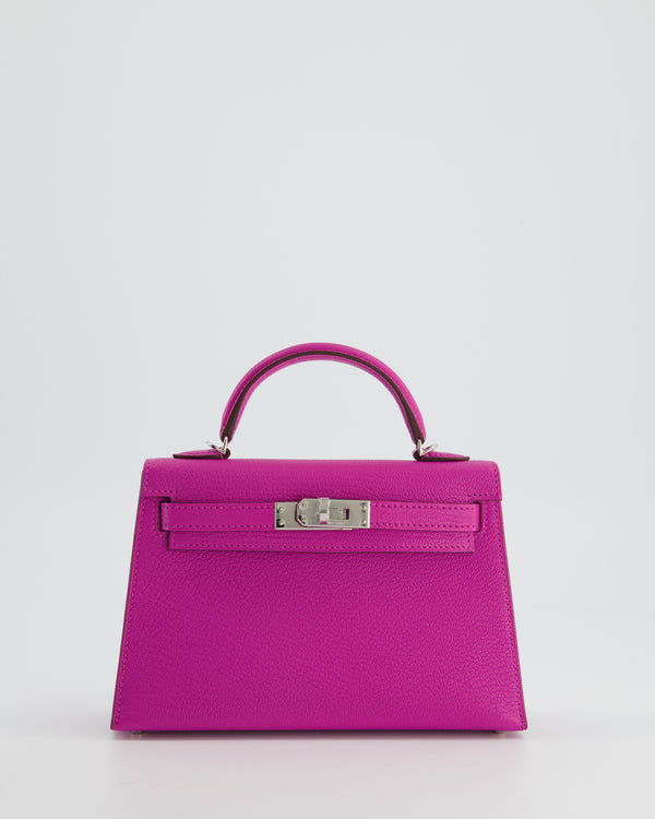 Hermes Mini Kelly 20 Sellier Rose Pourpre Bag Chevre Palladium Hardware