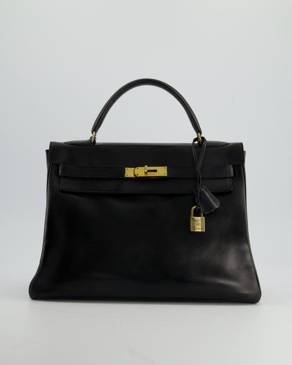 Hermes Kelly 28 Vintage Black Ostrich