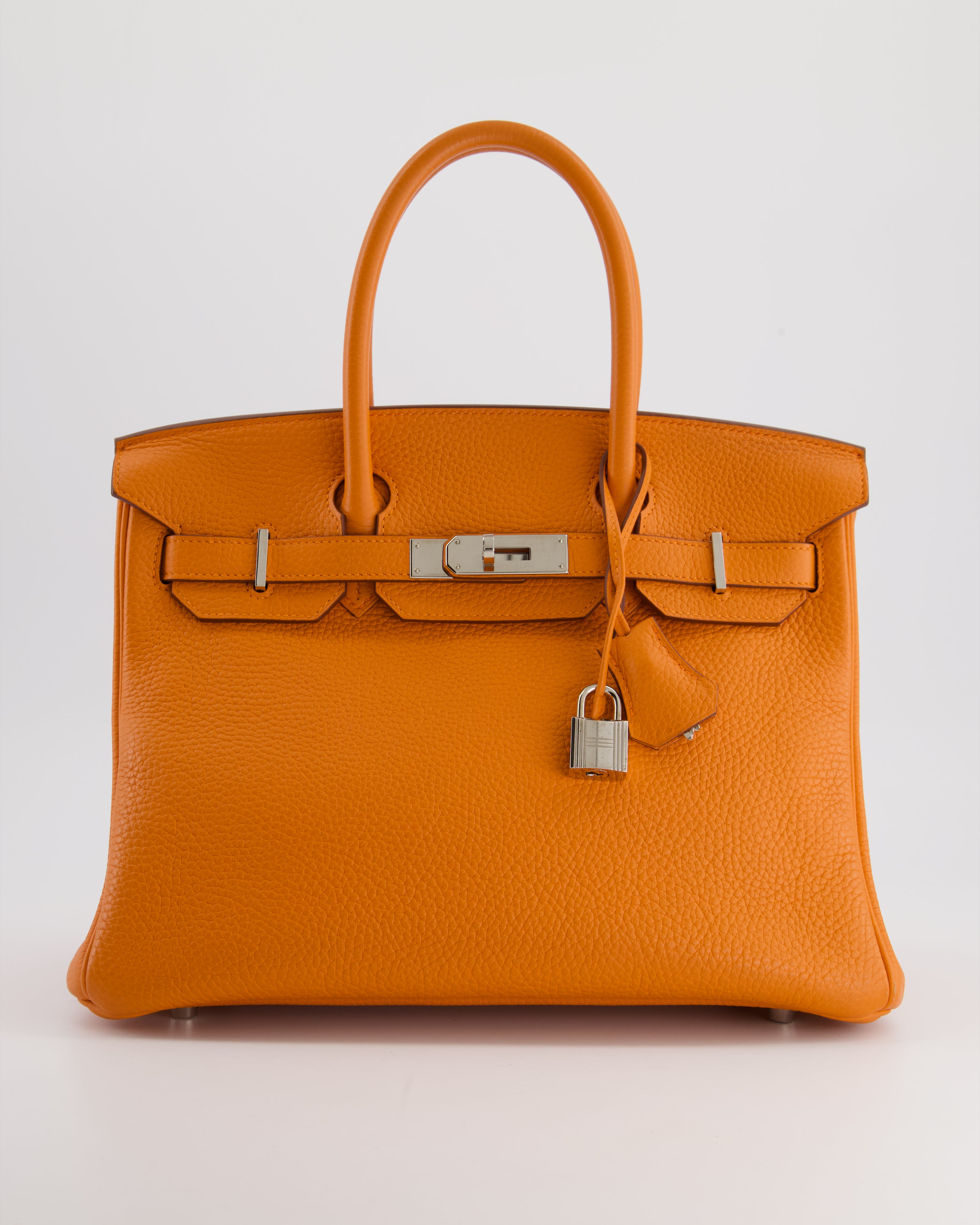 Image of Hermès Birkin Retourne Bag 30cm Orange in Clemence Leather with Palladium Hardware