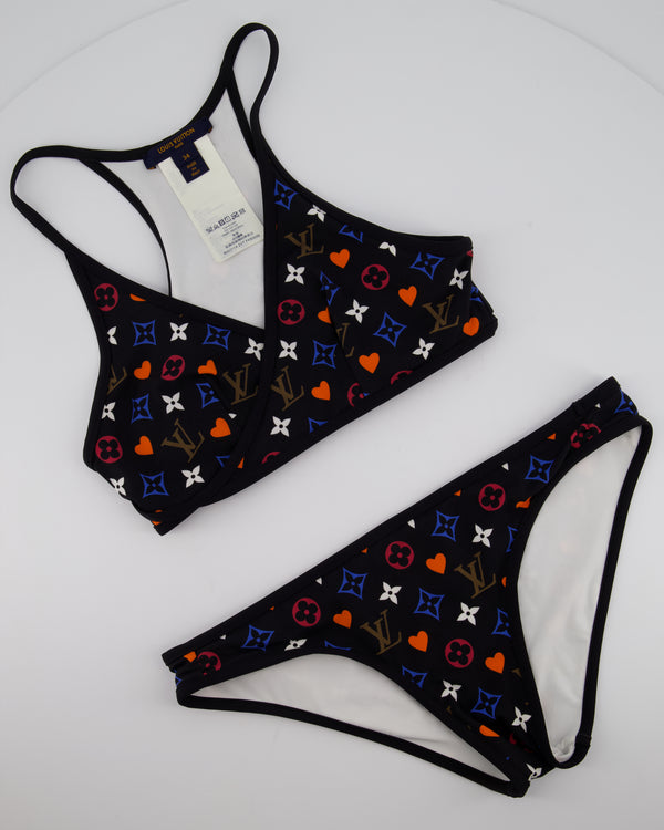 Louis Vuitton Monogram Jacquard Sporty Bikini Top BLACK. Size 34