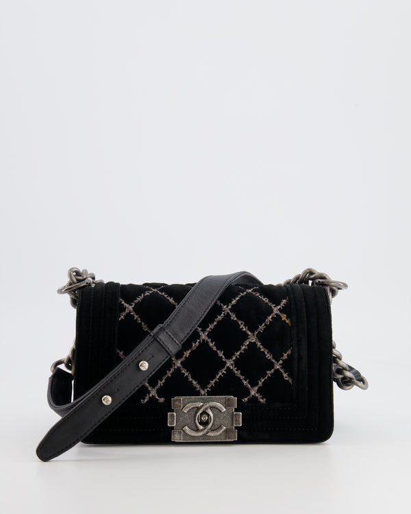 CHANEL Classic Flap Micro Mini Shoulder Bag Pochette Black Leather 02861