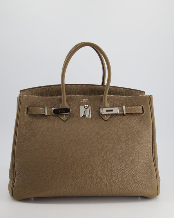 Hermes Lindy 30 Bag Coveted Etoupe Clemence Leather Palladium