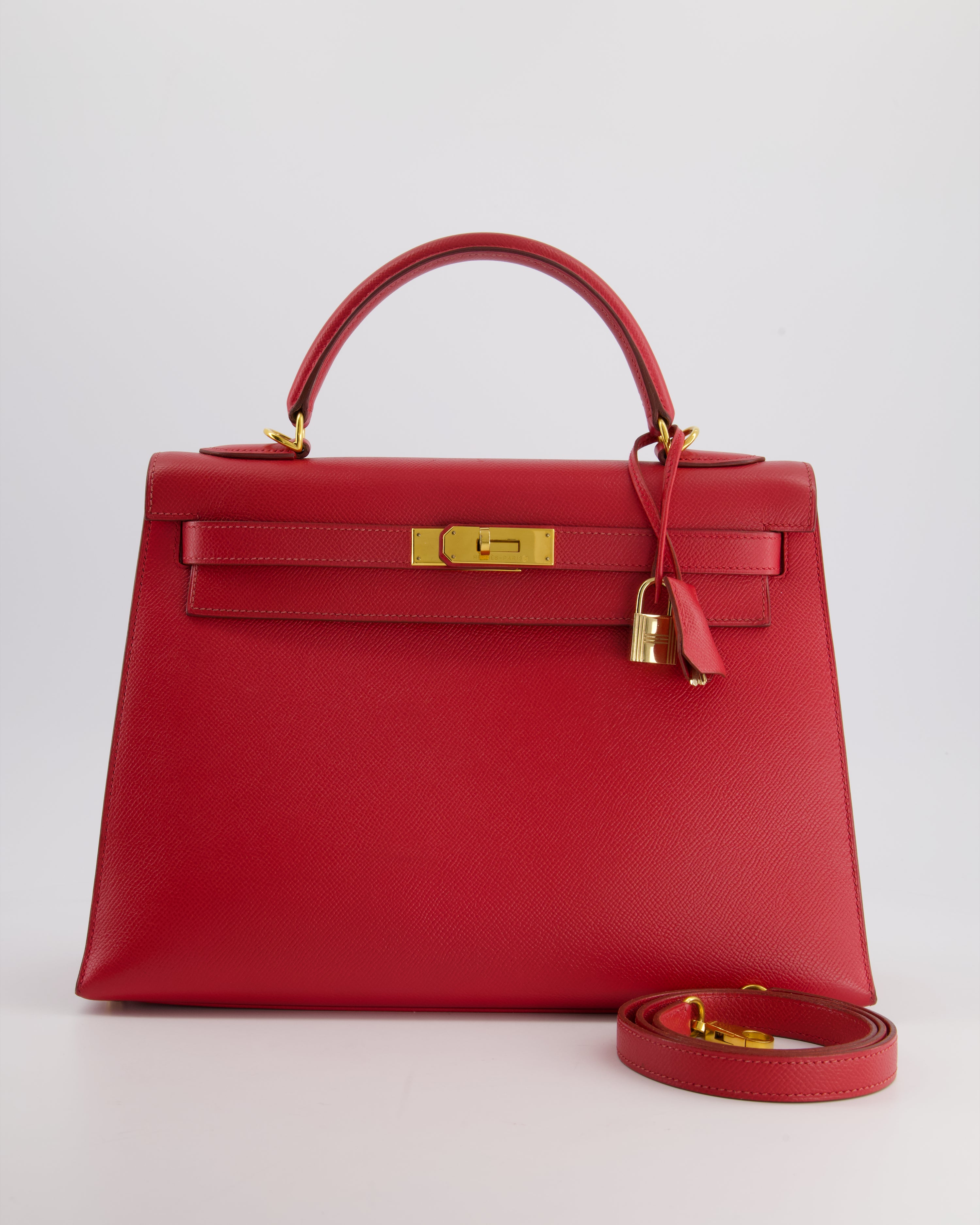 Image of Hermès Kelly 32cm Vintage Bag in Rouge Vif in Epsom Leather with Gold Hardware