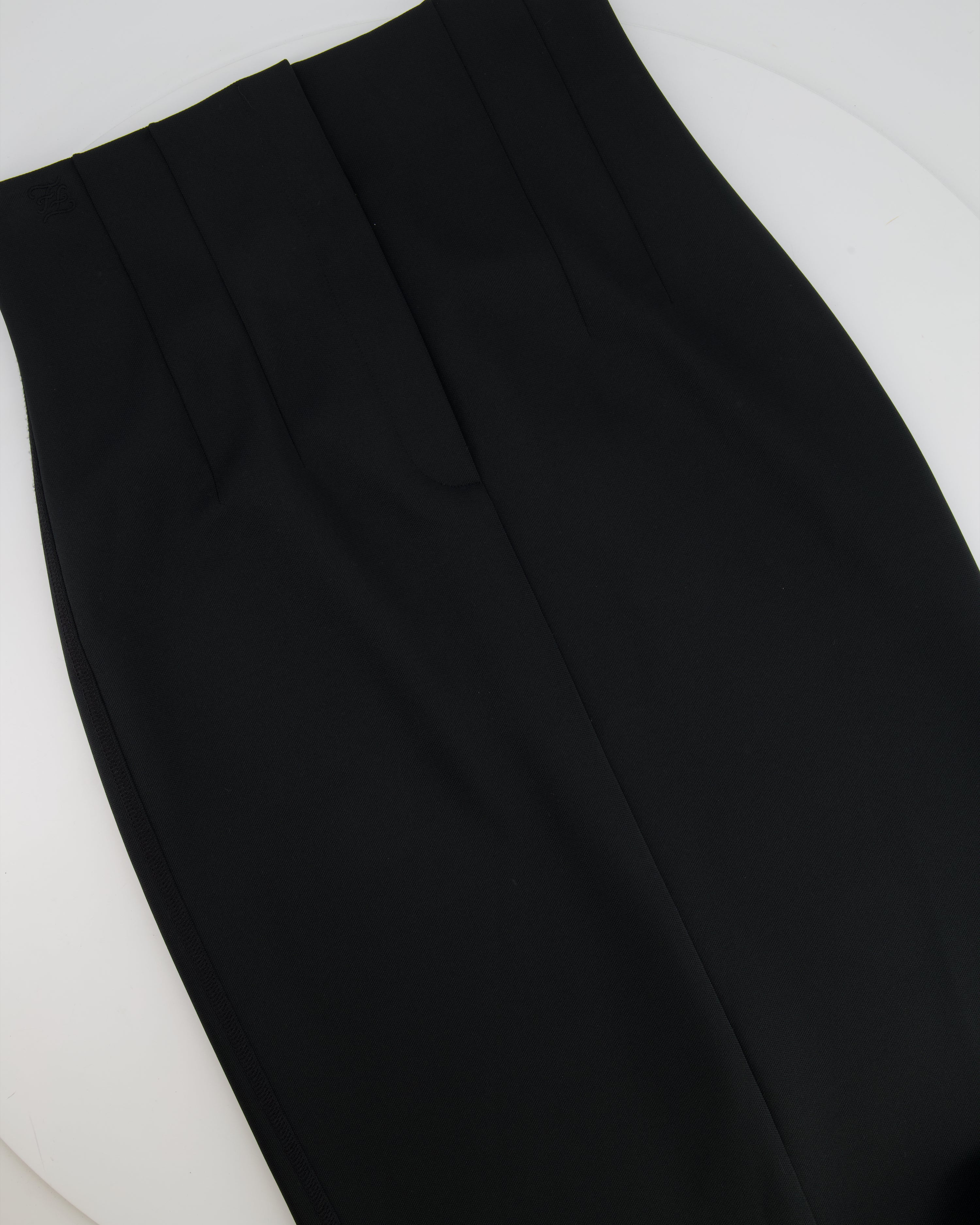 Image of Fendi Black Tube Tailored Midi Skirt with Logo Detail Size IT 42 (UK 10)