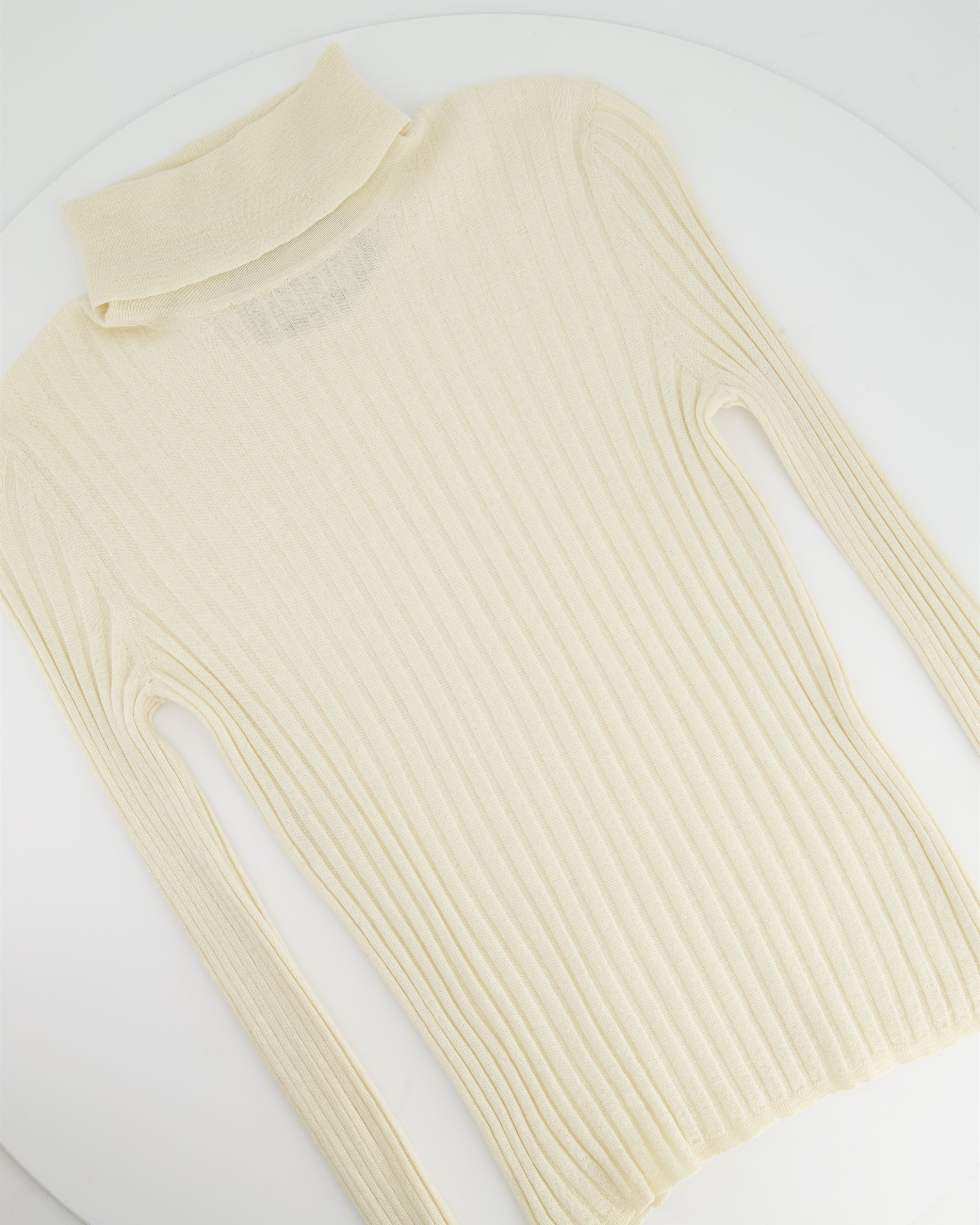 Image of Gucci Cream Ribbed Knit Roll Neck Long Sleeve Jumper size M (UK 8)