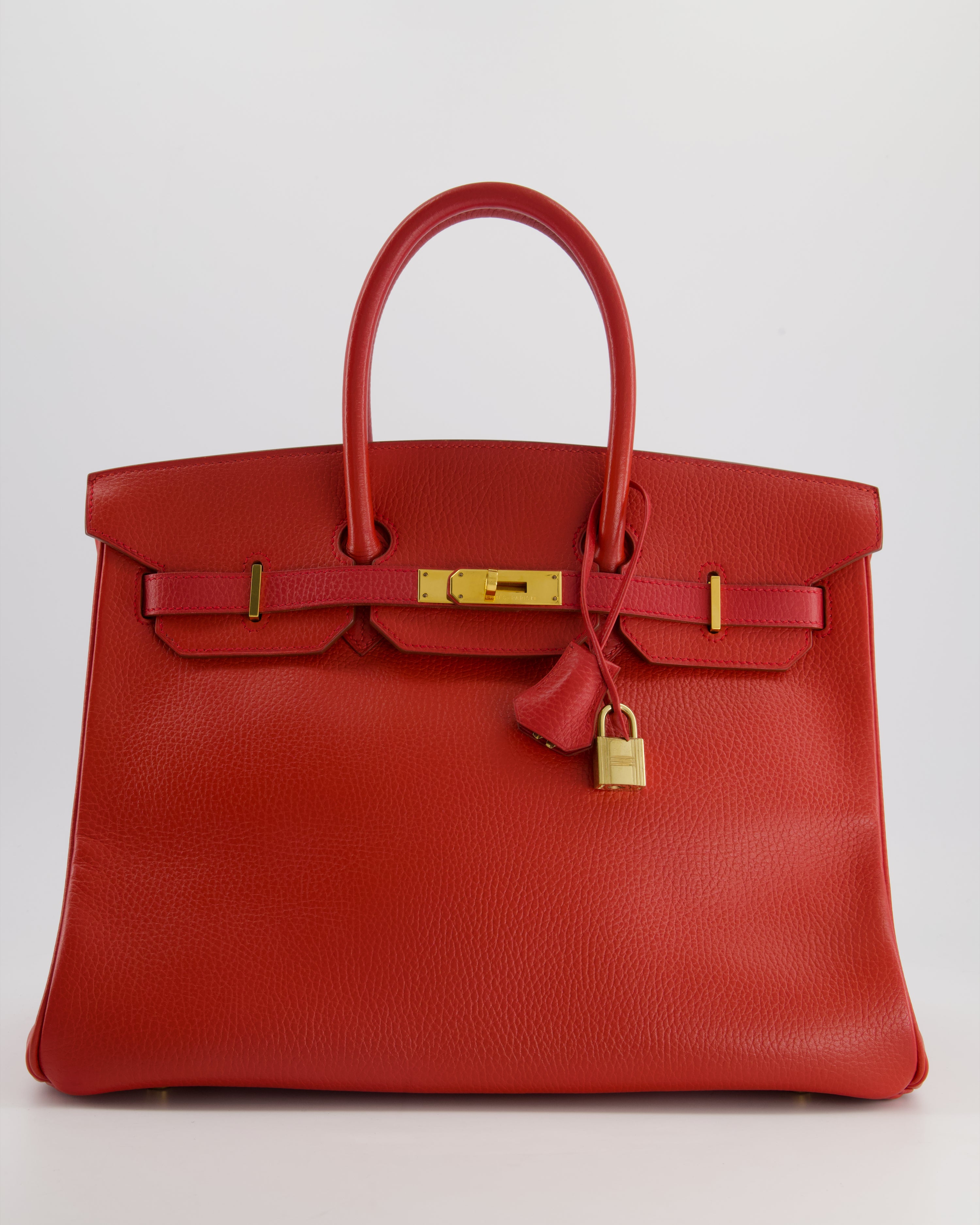 image of *FIRE PRICE* Hermes Birkin 35cm in Vermillion Ardennes Leather with Gold Hardware