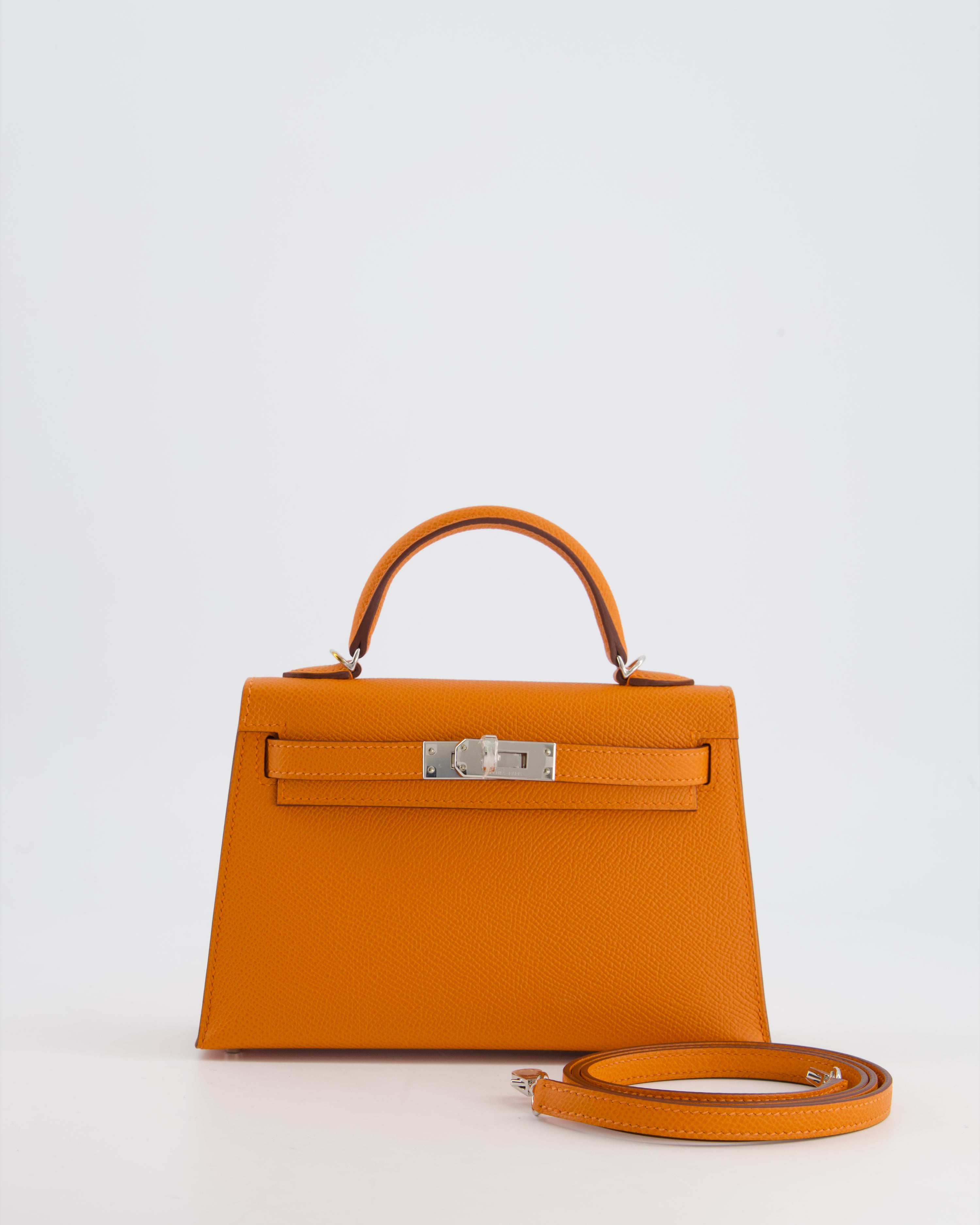 image of *HOT & FIRE PRICE* Hermès Mini Kelly II 20cm in Orange Epsom Leather with Palladium Hardware