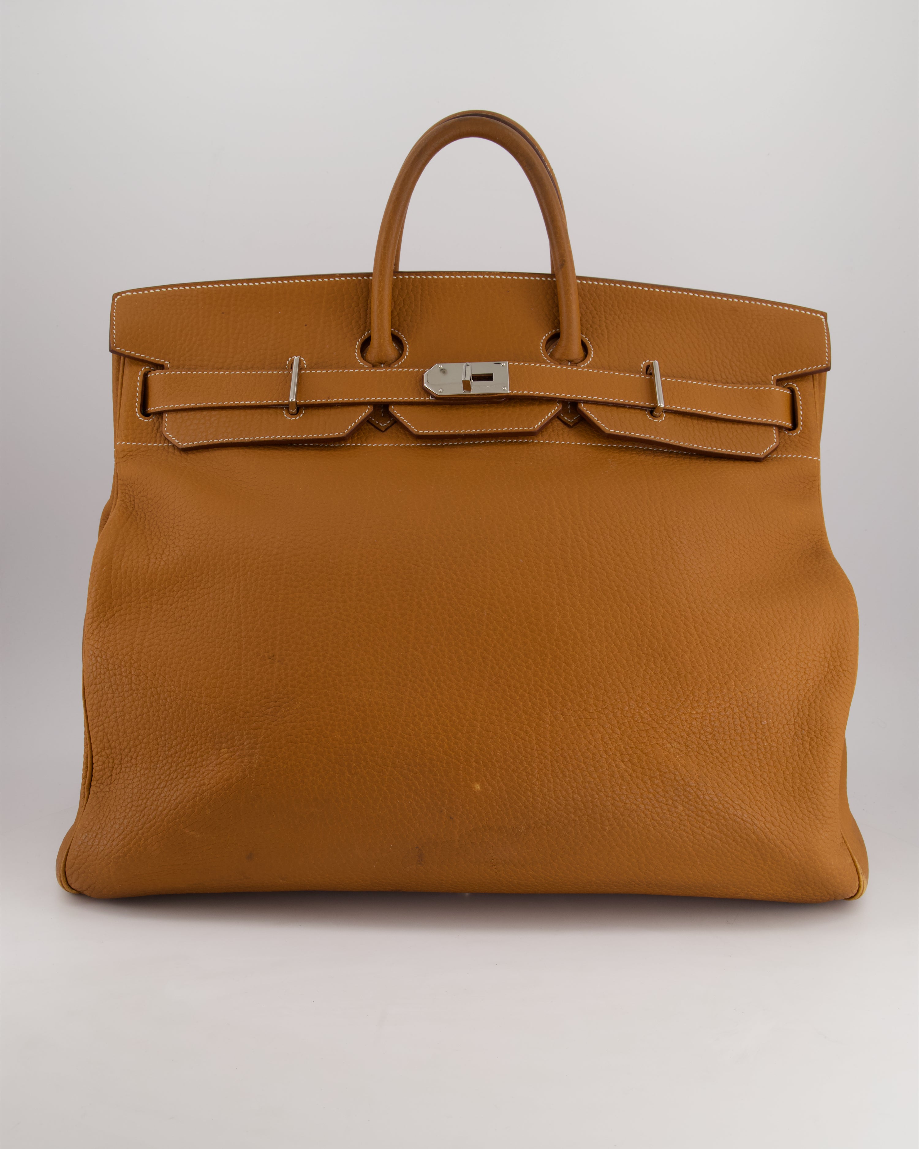 image of *RARE & FIRE PRICE* Hermès HAC 50 in Gold Clemence Leather With Palladium Hardware