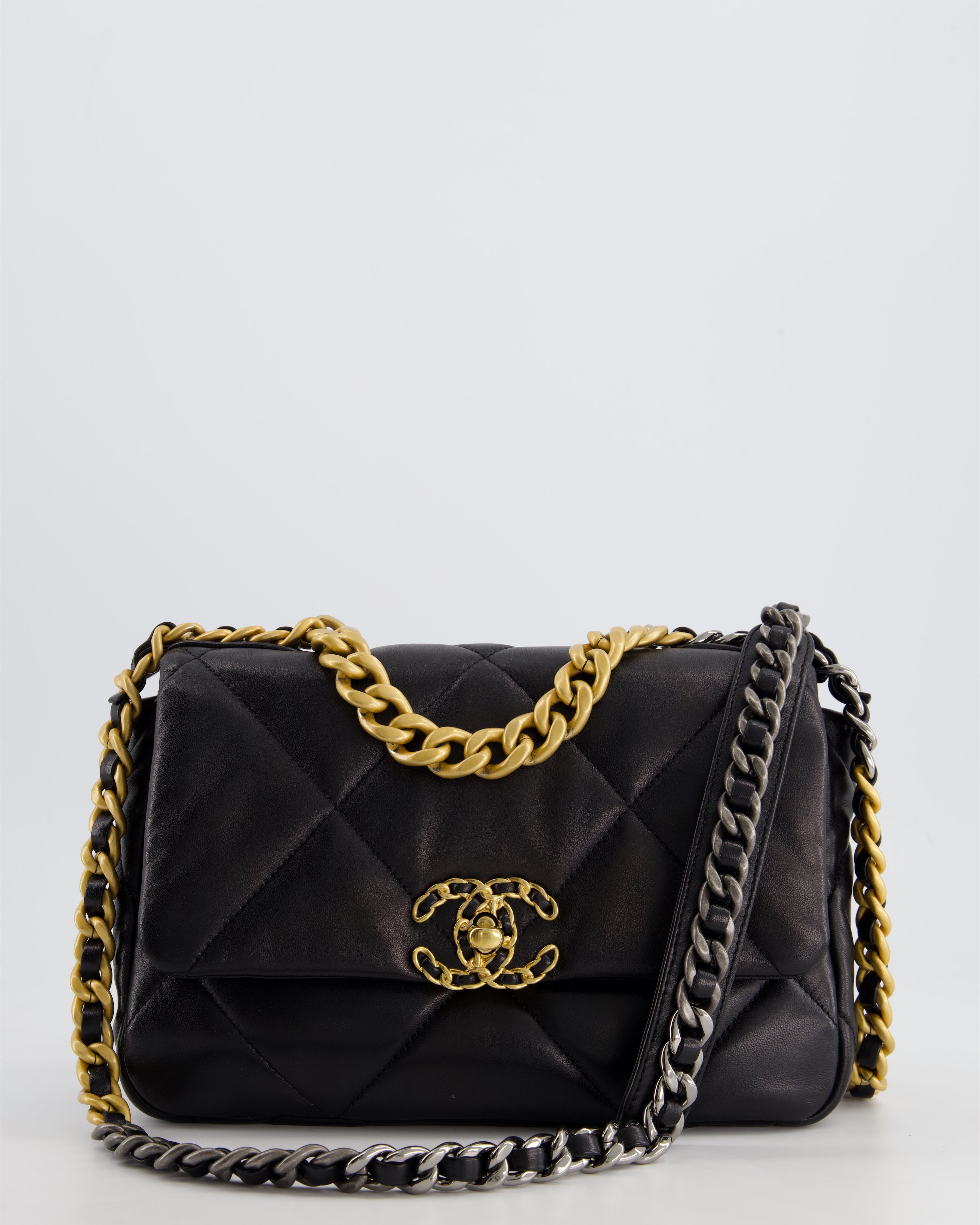 Image of *HOT* Chanel Black Medium 19 Bag in Quilted Goatskin Leather with Mixed Hardware RRP £5,590