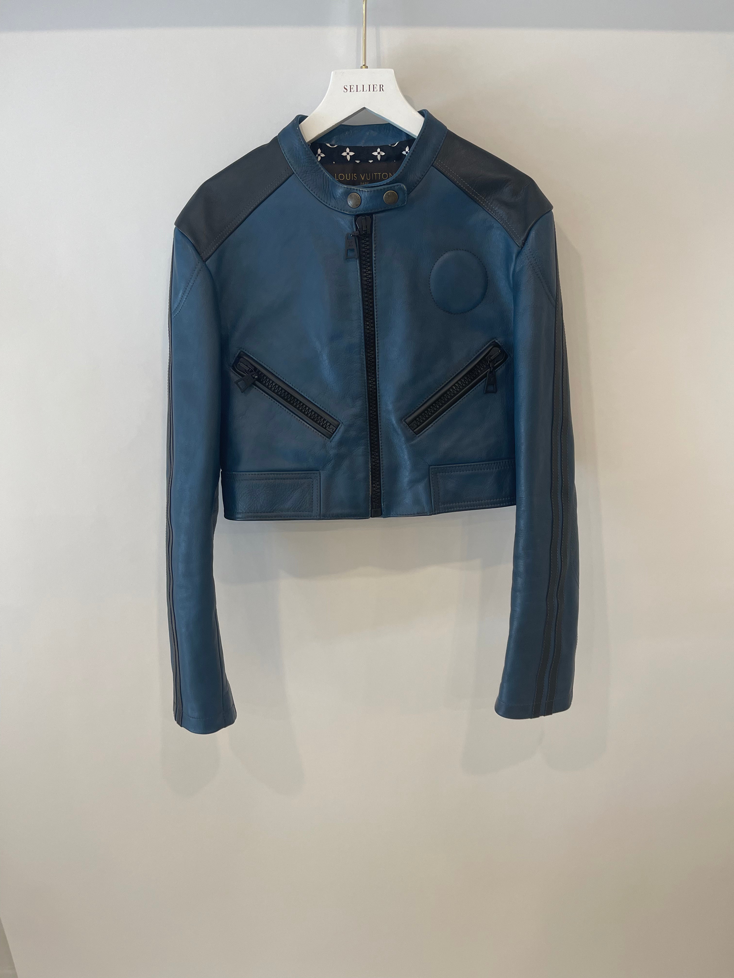 Louis Vuitton Patchwork Leather Biker Jacket BLACK. Size 36